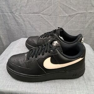 %Nike Air Force 1 Low '07 Black Leather 2018 Size 9 Men / A 31